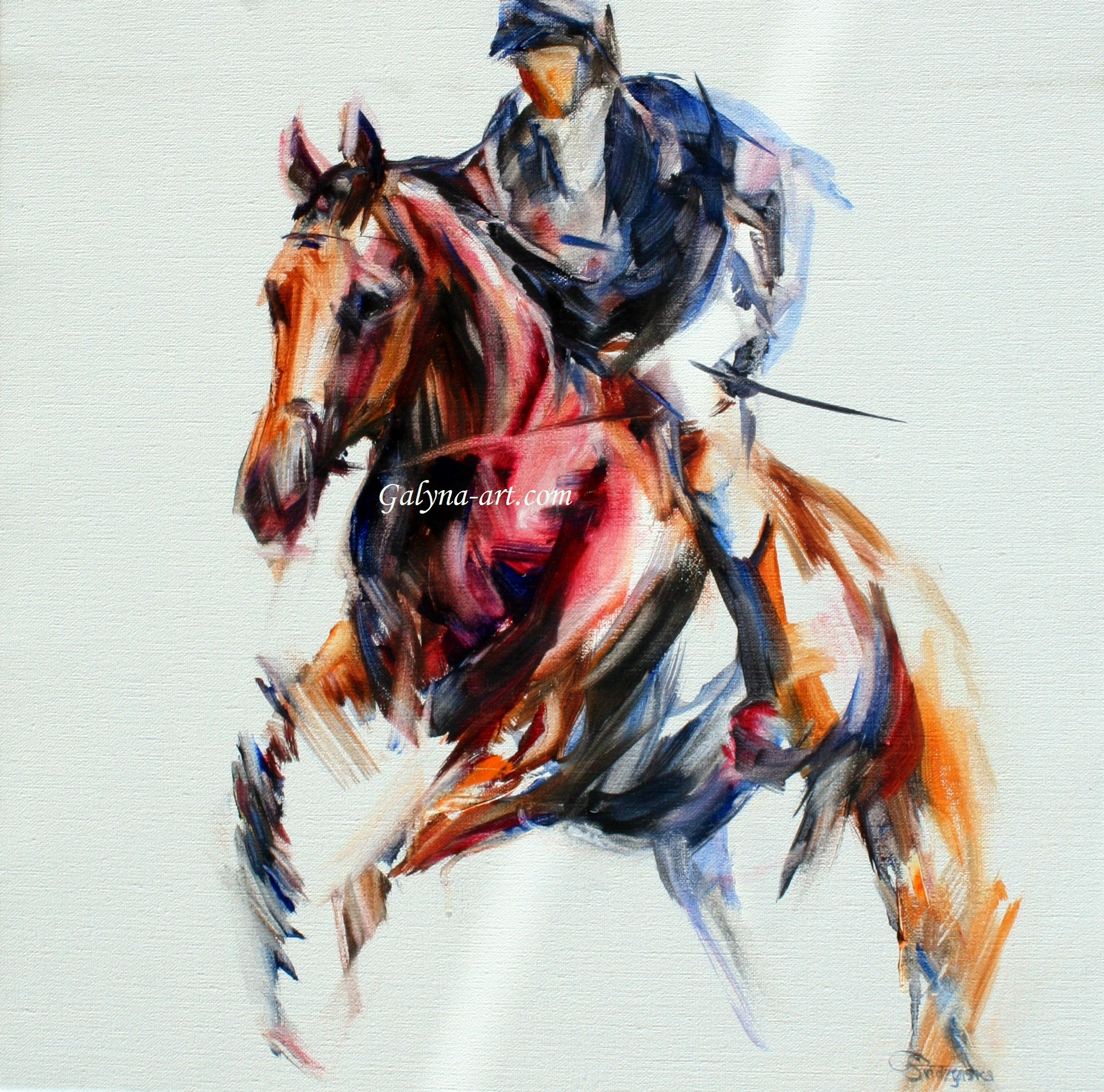 Blauwe paarden - olieverf op doek - 80x80